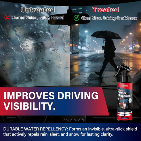 SHIELDOM Pack 2 Car Glass Cleaner & Water Repellenet, Windshield Rain Repellent Streak-Free Water Spot Remover