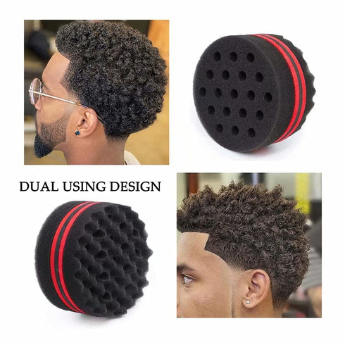 Small and Big Hole Hair Sponge for Twist Dreads Locking Afro Curl Brush, 2 PCS.