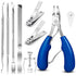 JTIEO 9PACK Toenail Clippers Ingrown Toenail Tool Kit, Stainless Steel Professional Removal Set, Blue