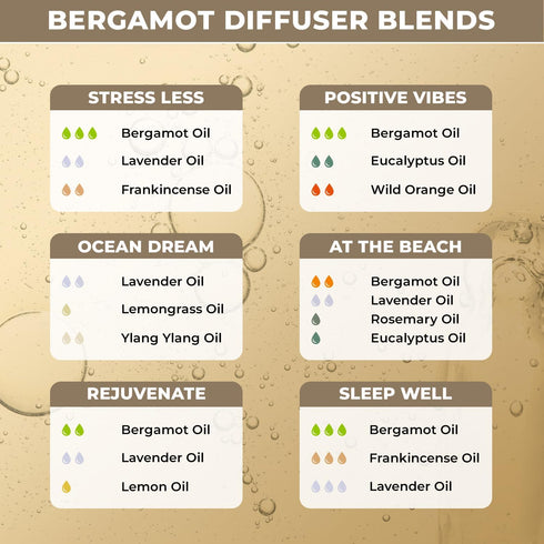 USDA Organic Bergamot Essential Oil for Diffuser, Therapeutic Grade for Aromatherapy and Body Massage