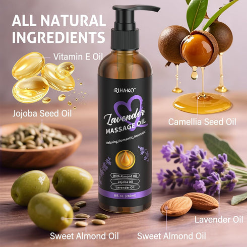 Lavender Sensual Massage Oil for CouplesRelaxing Body Massage Oil for Date Night,Smooth Glide,Deep Hydration