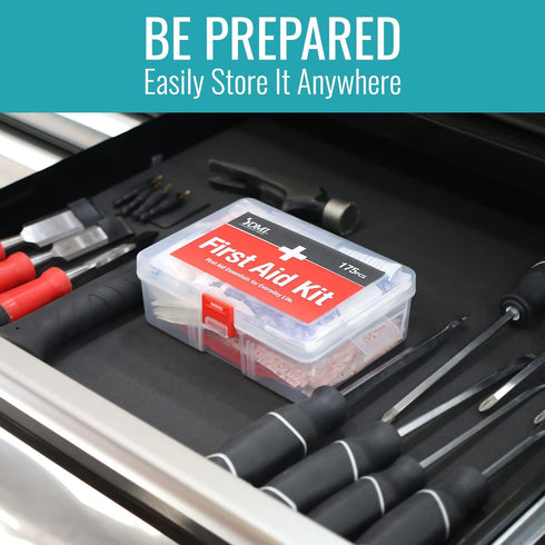 DMI 175-Piece First Aid Kit for Minor Injuries, Portable and Convenient, Includes Bandages and Treatment Instruments