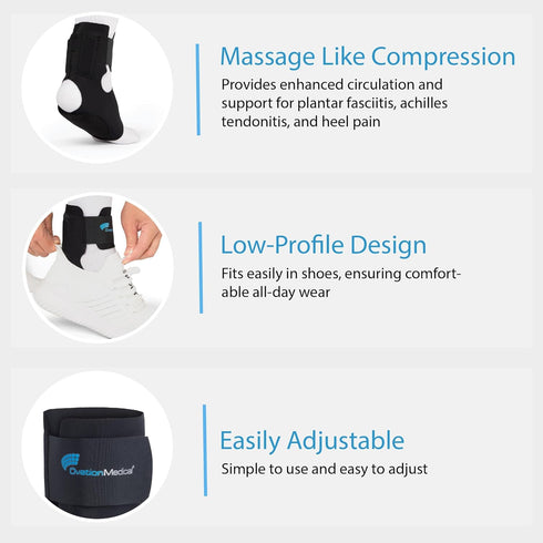 Ovation Medical Step Free Plantar Fasciitis Brace - Massage-Like Ankle Compression for Daytime Heel Pain and Plantar