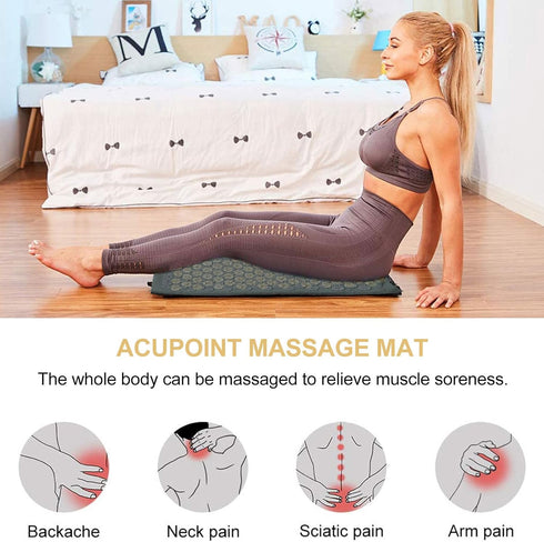 Set 2pcs CLISPEED Shiatsu Massage Mat and Pillow Acupressure Relief Cushions with Carrying Bag for Back and Neck
