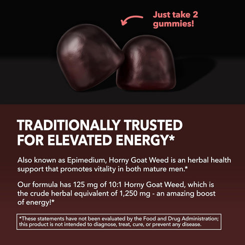 Gummies B12 30 Count 15 Horny Goat Weed with Vitamin - Energy, Endurance & Performance Support for Male Health