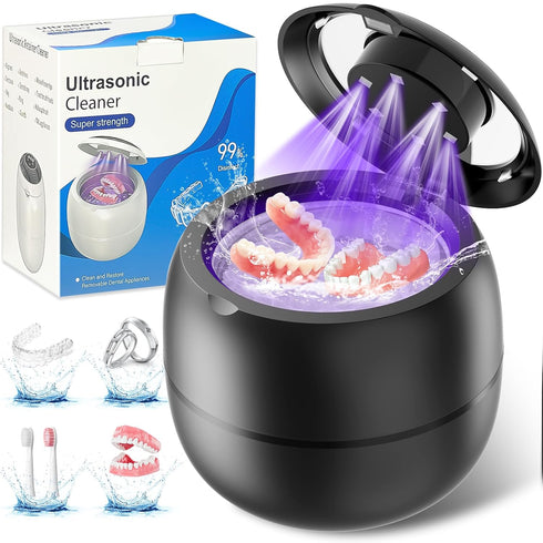 qiunhang 45kHz 210ml Ultrasonic Dental Cleaner For Aligners, Night Guards, Dentures, Mouth Guards,