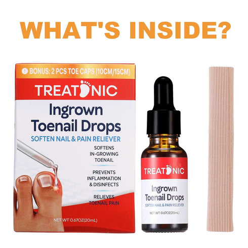 Ingrown Toenail Treatment Kit, Pain Reliever and Softener for Easy Trimming with Silicone Gel Toe Caps