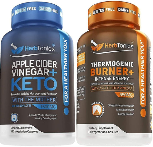 Herbtonics Apple Cider Vinegar + Keto BHB Formula - Digestion & Detox