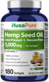 NusaPure Hemp Seed Oil Softgel 1000mg - 180,000mg per Bottle for Health Benefits