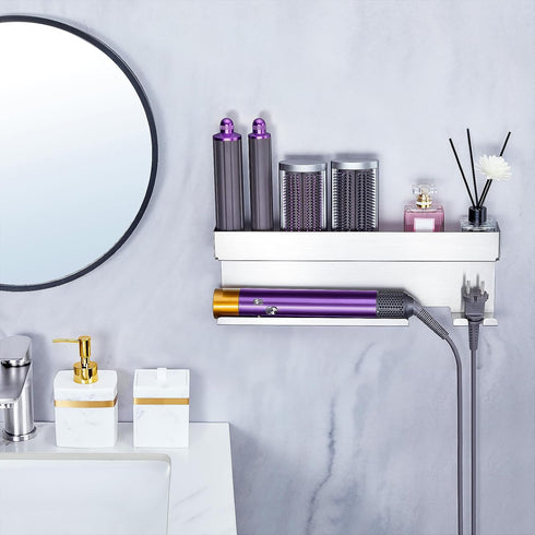 Hair Dryer Holder Wall Mount for Curling Iron Attachment Organizers and Storage, Adhesive Hair Dryer and Curling Iron