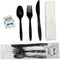 Individually Wrapped Plastic Cutlery Set with Napkin + Salt & Pepper Packets, 50 Count Prewrapped Disposable Silverware
