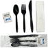 Individually Wrapped Plastic Cutlery Set with Napkin + Salt & Pepper Packets, 50 Count Prewrapped Disposable Silverware