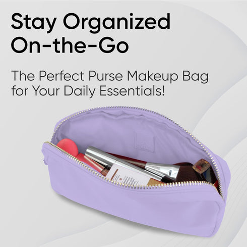 Small Makeup Bag for Purse, Mini Pouch Travel Makeup Bag Zipper Pouches Organizer for Women and Girls (Purple)