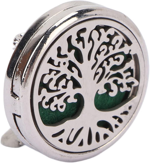 Srliya 2pcs Essential Oil Diffuser Brooches Stainless Steel Lightweight Hollow Out Tree Shape Washable Locket Perfume