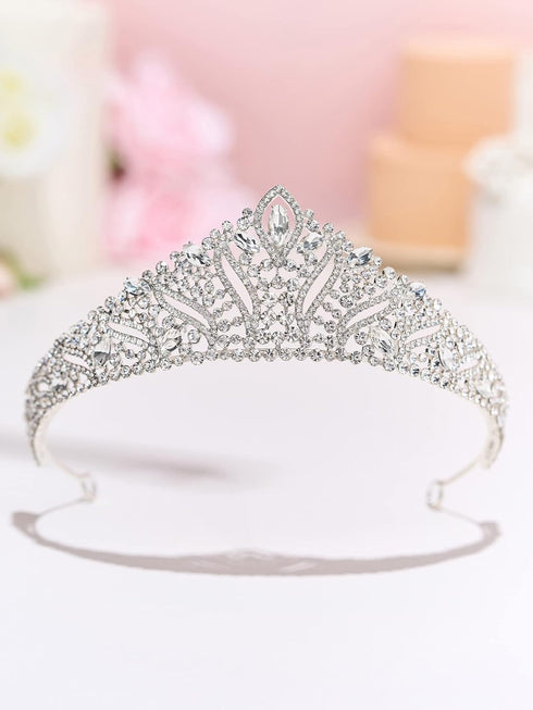 SWEETV Anastasia Tiaras and Crowns for Women, Wedding Tiara for Bride, Silver Crystal Headpieces for Prom