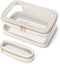 Travel Clear Makeup Bag, Portable Cosmetic Organizer Storage Bag, Leather Makeup Case with Brush Bag, Waterproof,