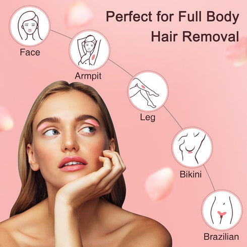Yovanpur Hard Wax Beads for Hair Removal, 300g (10 Oz) with 10 Wax Sticks for Sensitive Skin (Rose Pink)