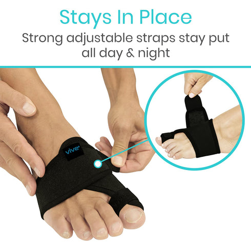 Vive Bunion Brace (Pair) - Big Toe Corrector Straightener with Splint - Hallux Valgus Pad, Joint Pain Relief, Alignment