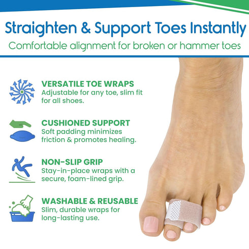 VIVEsole Hammer Toe Straightener (4 Pack) - Compression Cushion for Women, Men, Seniors, Reusable Soft Splint