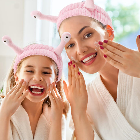 Light Pink Snail Face Wash Headband, Funny Skincare Spa Headband with Cute Alien Antenna for Women