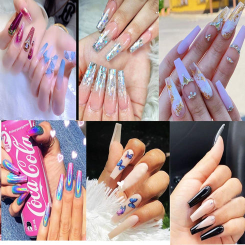 Natural Coffin Acrylic Nails - 500pcs Half Cover Ballerina Nails Tips Long Acrylic False Fake Nail Artificial, 10 Sizes