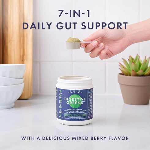 BIOHM Essential Digestive Greens - Green Superfood Powder with Antioxidants, Probiotics, and Berry Flavor