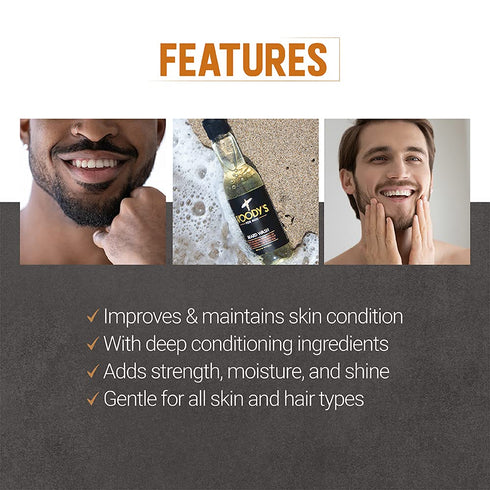 Woody's Beard Wash for Men - Cleanses Facial Hair & Skin, Aloe Vera & Chamomile Scent, 6.3 fl oz