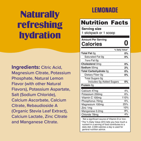 Ultima Replenisher Daily Electrolyte Powder Drink Mix – Sugar Free Lemonade, 30 Servings