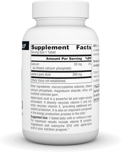 Source Naturals Alpha Lipoic Acid 200 mg Supports Healthy Sugar Metabolism, Liver Function & Energy Generation - 120 Tablets