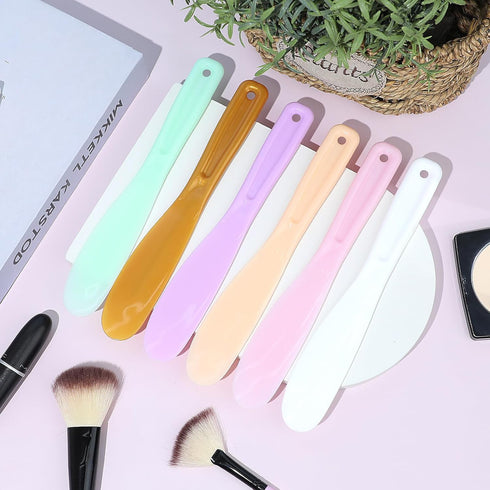 Qianyu 6Pcs Large Makeup Scoops Spatulas - Plastic Cosmetic Spatula Face Mask Spoon Applicator for DIY Creams
