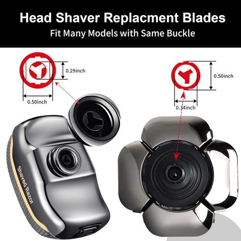 Magnetic Replacement Blades for Head Shaver - Head Shaver Replacement Heads (Silver)
