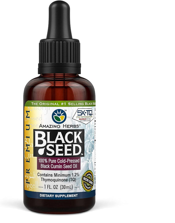 Amazing Herbs Premium Black Seed Oil - Cold Pressed Nigella Sativa, 1 Fl Oz
