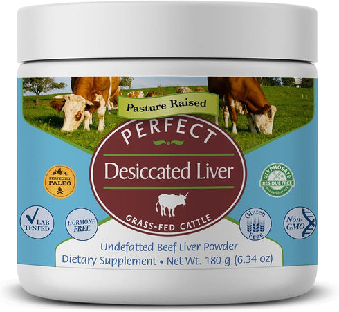 Perfect Supplements – Perfect Desiccated Liver Powder – 180 Grams – Undefatted Beef Liver, Natural Source of Protein,