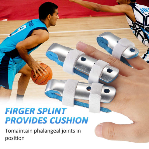 6 Pieces Metal Finger Splints, Finger Support Stabilizer for Adults and Children, 3 Sizes (Blue)