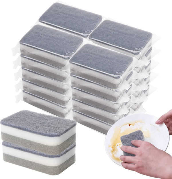 Individually Wrapped Sponges, 40 Pack Kitchen Dishwashing Sponge Bulk, Non Scratch, Odor-Free for Household Cleaning