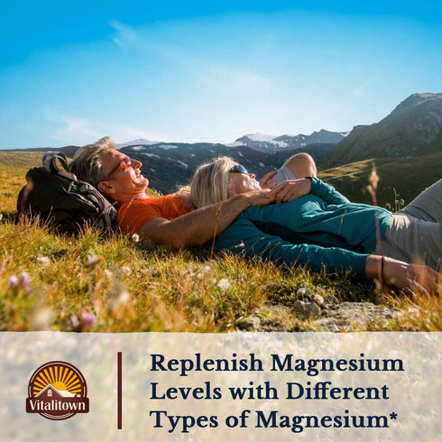 Vitalitown Magnesium Complex Supplement 500mg - Chelated Magnesium Glycinate, Malate, Taurate & Citrate - 120 Capsules