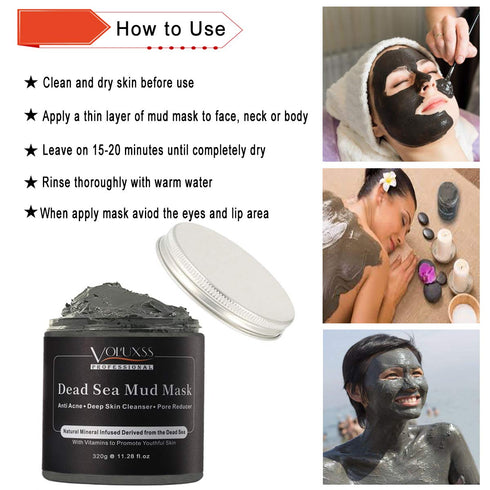 Dead Sea Mud Mask for Face and Body, Deep Cleansing Face Mask for Acne, Natural Skincare Clay Facial Mask