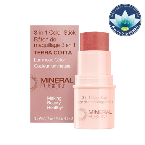 Mineral Fusion 3-in-1 Color Stick - Terra Cotta, Multi-Use Eye, Face, Lip Makeup, Creamy Lightweight Formula