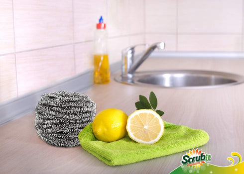 12 Pack Stainless Steel Scourers by Scrub It, Steel Wool Scrubber Pad for Dishes, Pots, Pans, Ovens, Kitchen Cleaning