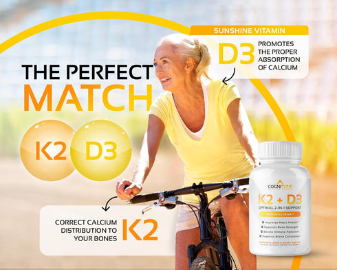 Vitamin D3 5000 IU with Vitamin K2 (MK7) Supplement, Premium Immune, Heart & Bone Health Capsules, 60 Count