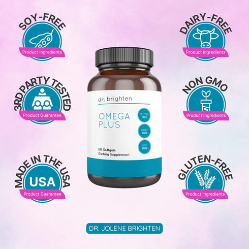 Dr. Brighten Omega Plus — 1600 mg Non-GMO Fish Oil Supplement for Heart, Brain, Immune System, 60 Softgels