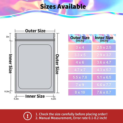 100 Pieces Resealable Smell Proof Bags - 4 x 6 Inches Foil Pouch Bags, Clear Food Storage Plastic Packaging Mylar Bags
