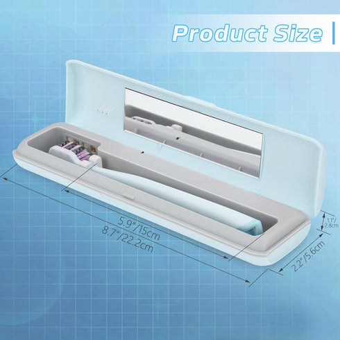 YourMate UVC Toothbrush Case, Travel Toothbrush Covers for Household and Traveling, Powered by AA Battery or USB-C, Blue