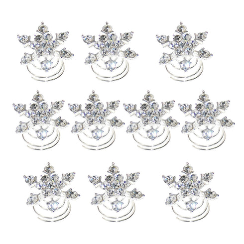 Snowflask Hair Coils, Swirls Twists Spirals Pins for Bridal Wedding Prom Set of 10