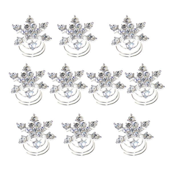 Snowflask Hair Coils, Swirls Twists Spirals Pins for Bridal Wedding Prom Set of 10