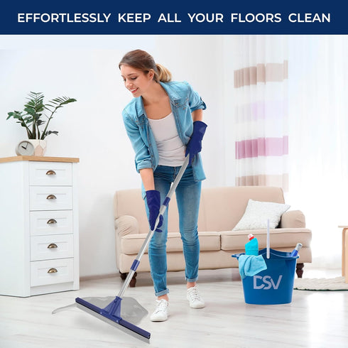 DSV Standard Floor Squeegee for Concrete Floor, 17.5" Heavy Duty Squeegee with 62" Handle