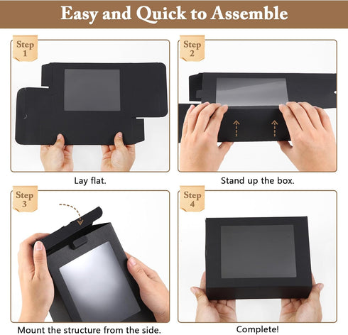 15 PCs Kraft Boxes with Window, 7.3x5.3x2.5 Inch Small Treat Cookie Bakery Boxes for Gift Giving, Dessert Boxes