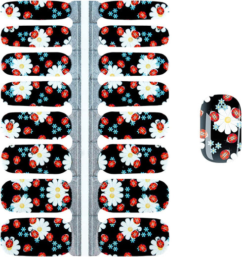 SILPECWEE Flower Nail Polish Strips | 5 Sheets Self Adhesive Nail Stickers with Nail File
