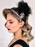 SWEETV 1920s Black Feather Headpiece, Women's Ostrich Feather Crystal Headband for Great Gatsby Hair Accessories