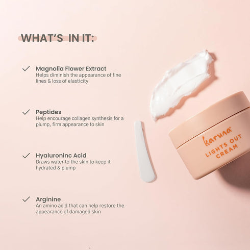 Karuna - Lights Out Cream Nighttime Moisturizer, Anti-Wrinkle Night Cream with Magnolia Fruit, Peptides and Hyaluronic Acid for Balance, Spot Remover and Line Remover for Deep Wrinkles, 50 ml